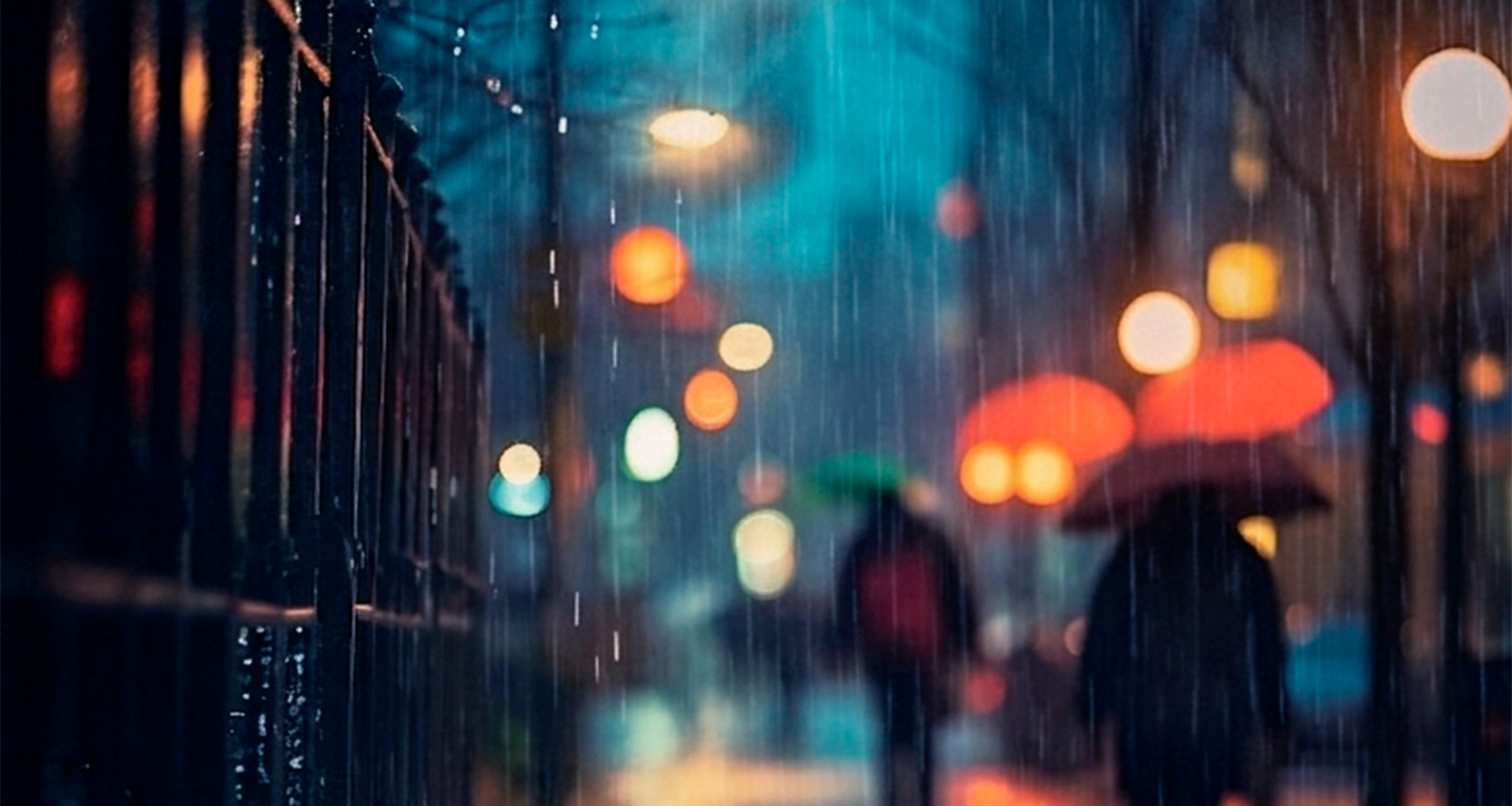 chuva e iluminação pública